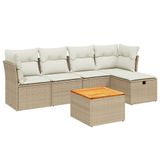 vidaXL Loungeset met kussens, polyrotan, beige