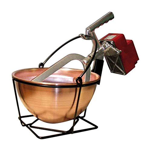 Pentole Agnelli COCU3165K4,5 Paiolo met houder van ijzer en motor 16 W, 4,5 liter, koper, zilver