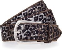 b.belt Leren Riem Cat Silver Belt W105 Anthracite - Silver Zilverkleurig
