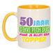 Bellatio Decorations Verjaardag cadeau mok 50 jaar - geel - dikke pech dus - 300 ml - keramiek