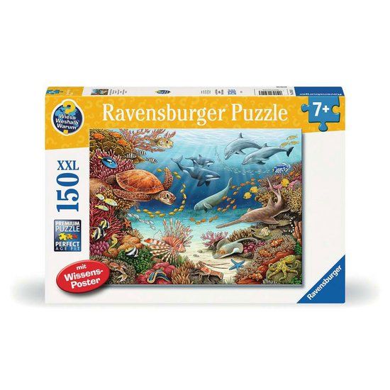 Ravensburger Kinderpuzzle 150 XXL Teile - Wieso? Weshalb? Warum? Meerestiere am Korallenriff