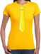 Bellatio Decorations Verkleed t-shirt voor dames - stropdas geel - geel - carnaval - foute party XL
