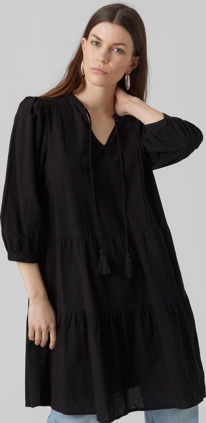 VERO MODA VMPRETTY 3/4 TUNIC WVN GA NOOS Dames Jurk - Zwart - Maat M