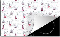 Merkloos KitchenYeah® Inductie beschermer 77x51 cm - Schepen - Vuurtoren - Patronen - Inductie kookplaat accessoire - Multicolor