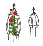 Relaxdays Plantensteun Metaal - Set van 2 - Obelisk - 65 en 48 cm