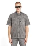 G-Star Slanted Double Pocket Regular Shirt S/S Men XL Sun Faded Graphite Grey