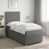 vidaXL LED Boxspringbed met Matras Donkergrijs 90 x 190 cm Stof