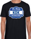 Bellatio Decorations Shoppartners Bv Cadeau t-shirt voor de beste kok voor heren - zwart met blauw - koks - kado shirt / kleding - vaderdag / collega XL