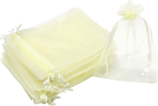 Fako Bijoux® Organza Zakjes - 9x12cm - Ivoor - 100 Stuks