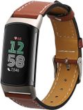 kwmobile lederen horlogebandje geschikt voor Fitbit Charge 6 / Charge 5 polsband - Echt leren smartwatch bandje - Activity tracker horloge band in bruin