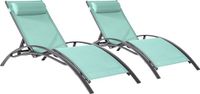 Happy Garden GALAPAGOS Set van 2 ligstoelen watergroen textilene - antracietgrijs aluminium