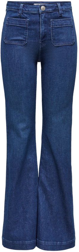 ONLY High Waist Flared Fit Jeans Dark Blue Denim W26 x L32