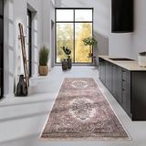Villeroy & Boch Renata laagpolig tapijt, oosters woonkamertapijt, klassiek franjetapijt voor woonkamer, slaapkamer, eetkamer, hal - rood, meerkleurig, 80 x 190 cm