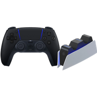 Sony PlayStation 5 DualSense Wireless Controller - Midnight Black + BlueBuilt Charging Station