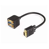PremiumCord Adapter VGA mannelijk naar 2X VGA Vrouwelijk, Splitter voor Meerdere Apparaten, Zwarte Kleur