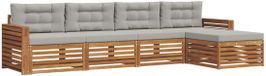vidaXL Acacia Hout Bank Loungeset 5 Zitplaatsen Natuurlijk en Lichtgrijs