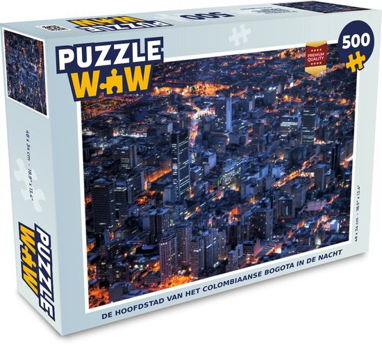 MuchoWow Puzzel De hoofdstad van het Colombiaanse Bogota in de nacht - Legpuzzel - Puzzel 500 stukjes - Sinterklaas cadeautjes - Sinterklaas voor grote kinderen