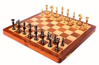 Pliant échiquier en bois de 14 pouces avec pièces d'échecs en laiton