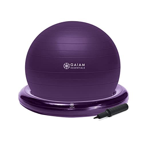 Gaiam Essentials Balance Ball & Base Kit - 65 cm - Purple
