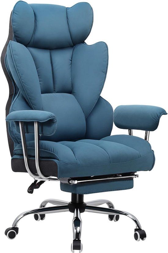 GTPLAYER - Gamingstoel Gamerstoel - Met Voetensteun en Veerzitkussen - Blauw