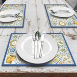 CREARREDA Placemats Lemon set van 4 ontbijtplankjes van pvc, 48 x 33 cm, antislip, wasbaar, vuilafstotend, hittebestendig, gemaakt in Italië