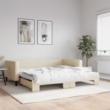 Maison Exclusive - Lit gigogne, couleur crème, 100x200 cm, tissu