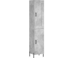 vidaXL Hoge kast bewerkt hout betongrijs 34,5x34x180 cm