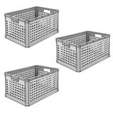 keeeper keepeer transportmandenset, 3 x 64 l, stapelbaar, polypropyleen, Robert, Nordic Grey
