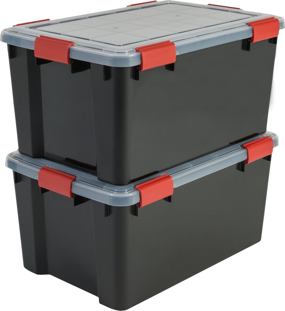 IRIS Ohyama Airtight Opbergbox - 50L - 2 stuks - Zwart/Rood