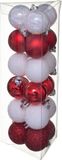 Atmosphera Kerstballen - 18x - wit/rood - mix - kunststof - 3 cm - Kerstboom versiering