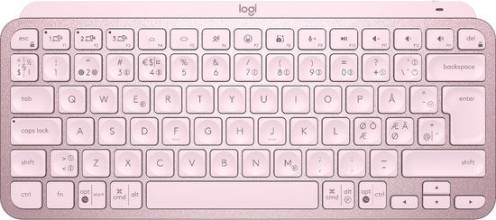 Logitech MX Keys Mini RF-draadloos + Bluetooth QWERTY Scandinavisch Roze