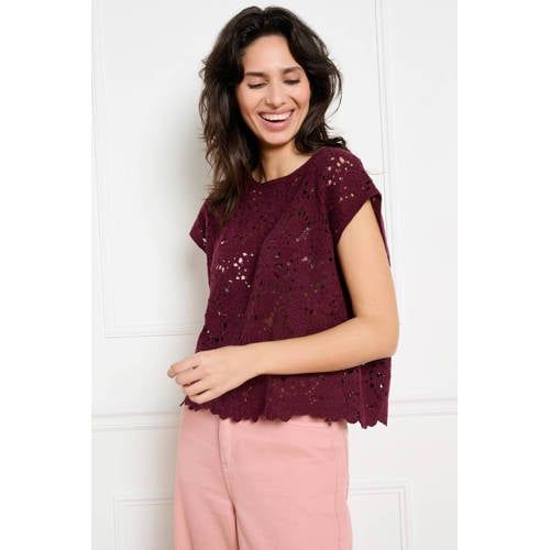 LOLALIZA top donkerrood crochet