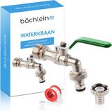 Bächlein Universele kraan voor de tuin [groen] incl. 2 slangaansluitingen - edele kogelkraan met 1/2 en 3/4 inch aansluiting, uitlaatkraan buiten