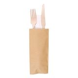 100 stuks - set vorken + messen + servet 'Classic' 20 cm natuurlijk hout