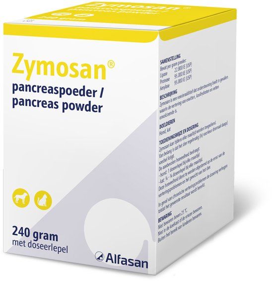 Alfasan Zymosan Pancreaspoeder 150 g - Ondersteuning Spijsvertering voor Honden en Katten