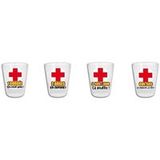 Shotglazen met noodsignaal 4 Shot SOS roos