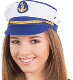 Rubies Carnaval verkleed pet kapitein/zeeman - blauw/wit - volwassenen - one size