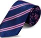 Trendhim Marineblauwe 8 cm Brede Zijden Stropdas met Dubbele Roze Strepen