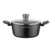 FLORINA Aluminium Kookpot (4 l) | 24 cm Diameter | Pot met Glazen Deksel - Antiaanbaklaag | Ovaal | Ideaal voor Inductiekookplaat, Gasfornuis en Elektrische Kookplaat (Zwart)