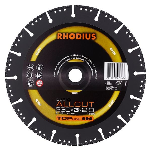 Rhodius TOPline Lll DG210 Allcut Diamond Cutting Disc - 230 x 22.23 x 3mm - Universal
