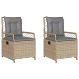 VidaXL Tuinstoel Terras Gecapitonneerde zitting Polyrattan, Staal Grijs (2 stuks)