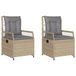 VidaXL Chaise de jardin Assise capitonnée Polyrattan, Acier Gris (2 pièces)