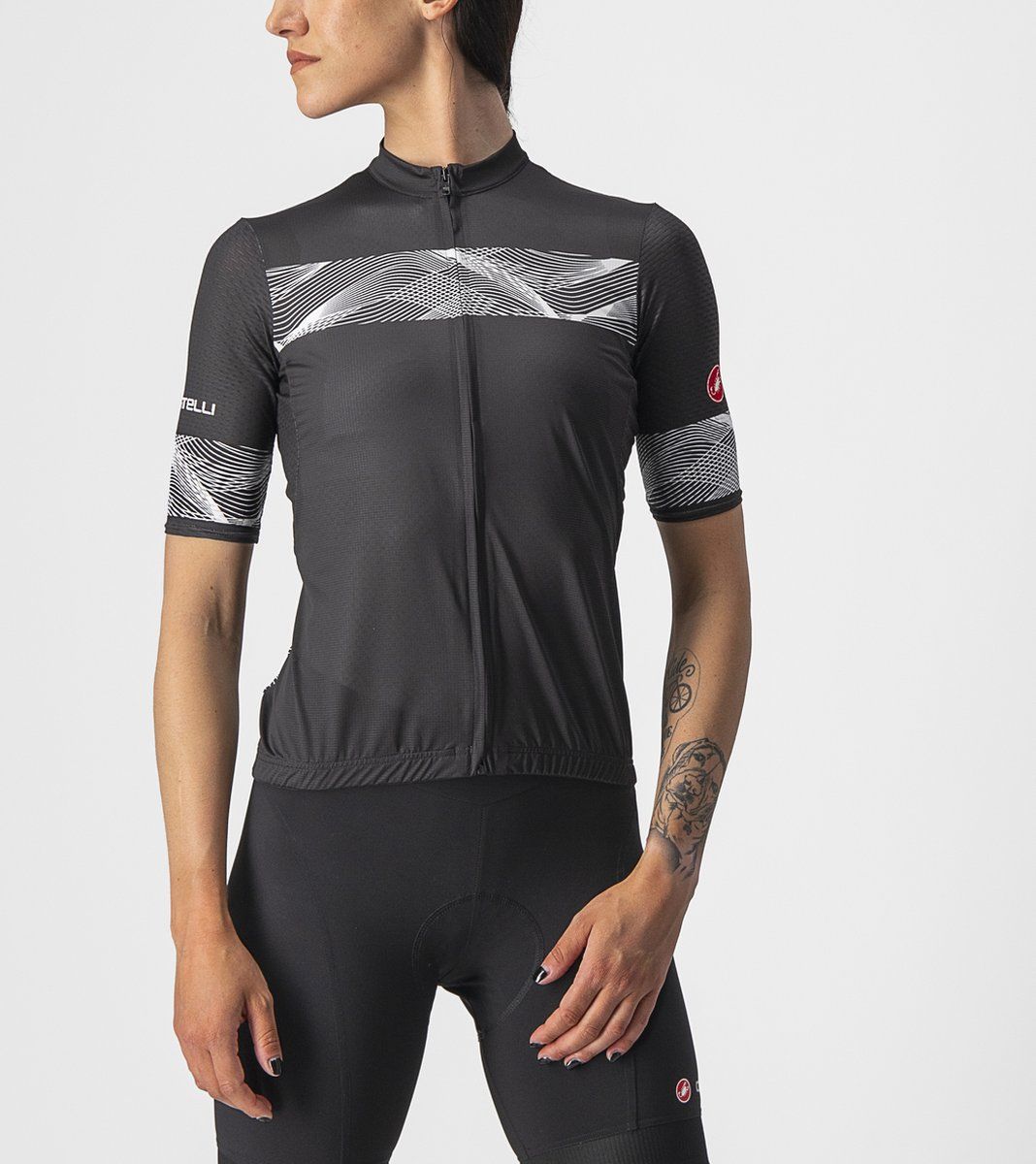 Castelli Fietsshirt Korte Mouwen Dames Zwart Wit - FENICE JERSEY LIGHT BLACK WHITE-S