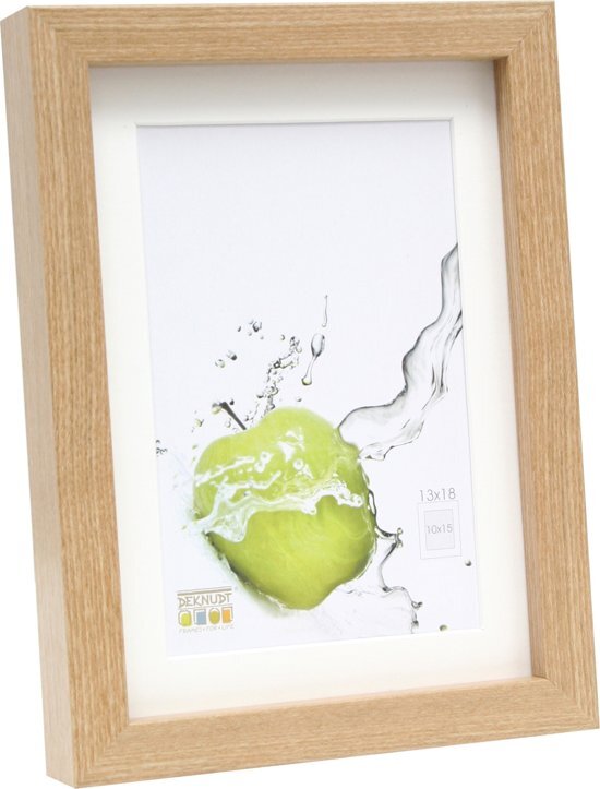 Deknudt Frames Basic eikkleur hoog profiel in hout MDF met pptt - bestelmaat=kadermaat fotomaat 40x50 cm