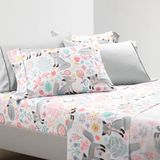 Lush Decor Pixie Fox Soft Sheet 6-delige Set, Volledig, Grijs & Roze