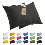 Lavea® Kussenslopen 65x65 cm Set van 2 – Kussenhoezen van 100% Zachte en Ademende Jersey Katoen met YKK Ritssluiting – Antraciet