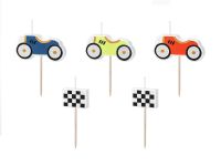 PartyDeco Race Auto's Verjaardagskaarsen - 5 Stuks - Meerkleurig