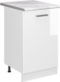 Vicco Keukenonderkast R-Line, Wit Hoogglans/Wit, 50 cm marmer werkblad