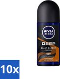 Nivea Men Deep Black Carbon Espresso Deodorant Roller - 50 ml - 10 stuks