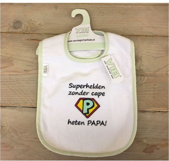 VIB Slabber Very Important Baby wit Superhelden zonder cape heten papa